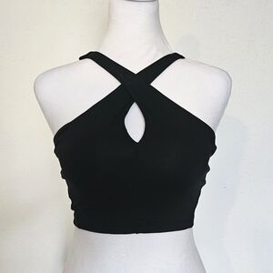 Athleta Black Crisscross Halter Top Size XS